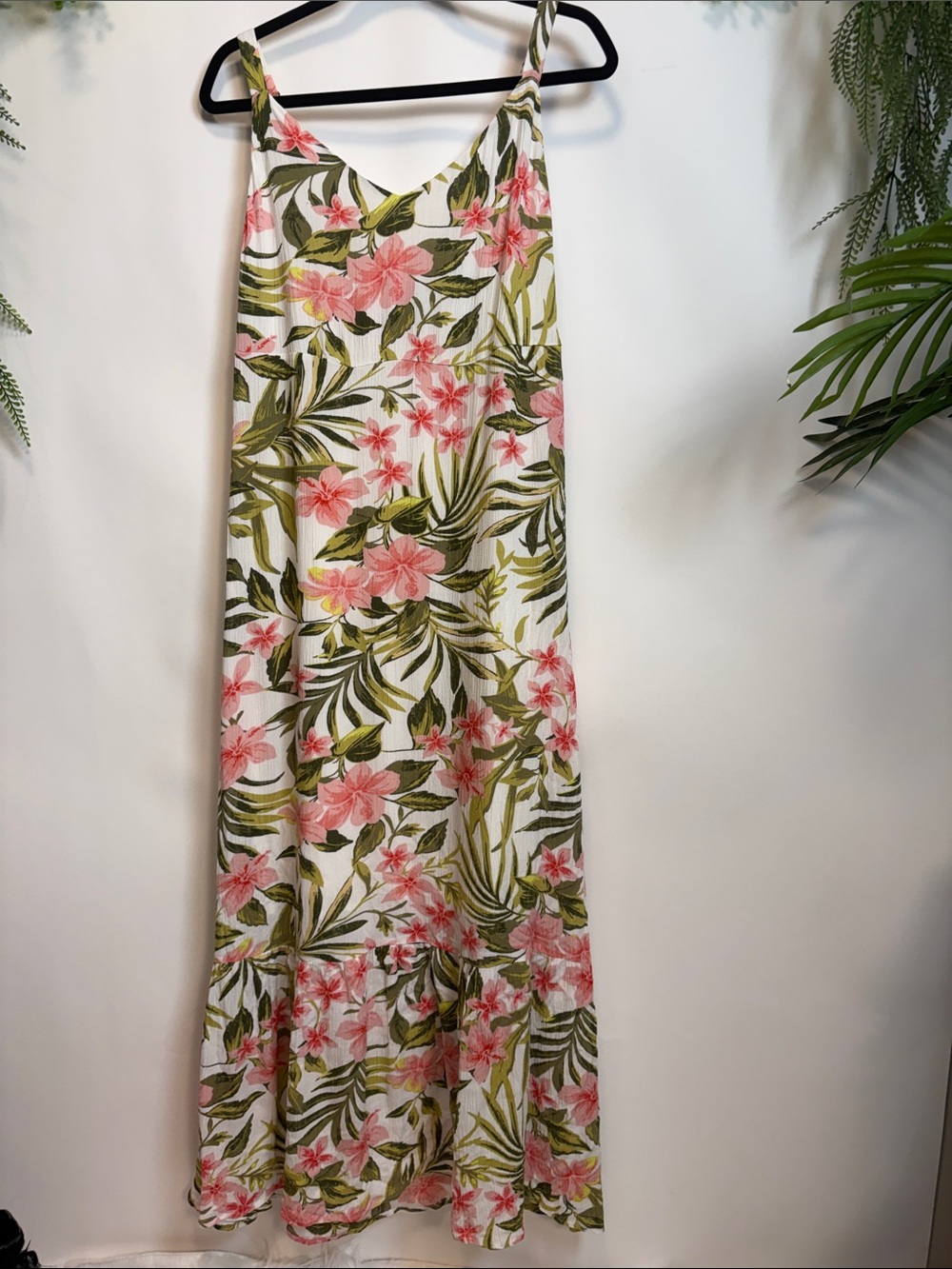 Hurley Cream Slip Dress with Pink and Olive Floral